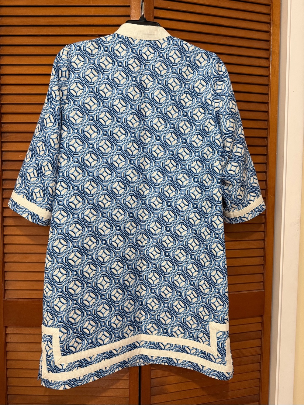 Preston & York NWOT Size 10 Loretta Blue/White Lined Linen Tunic - Picture 2 of 10